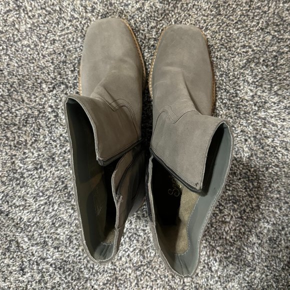 Turbulent Taupe Suede Leather Square Toe Mid-Calf Boots - Picture 8 of 9